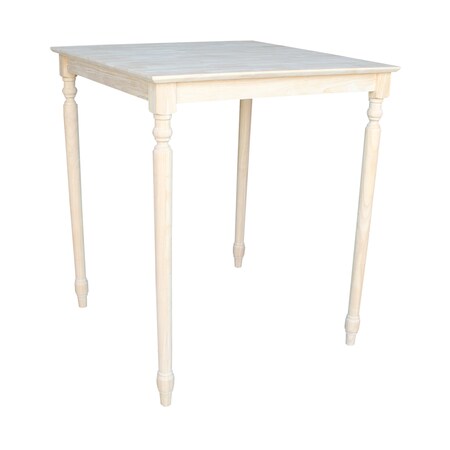 International Concepts Square Solid Wood Top Table, Turned Legs, Unfinished, 36 W, 36 L, 42 in H, Wood, Unfinished K-3636-342T